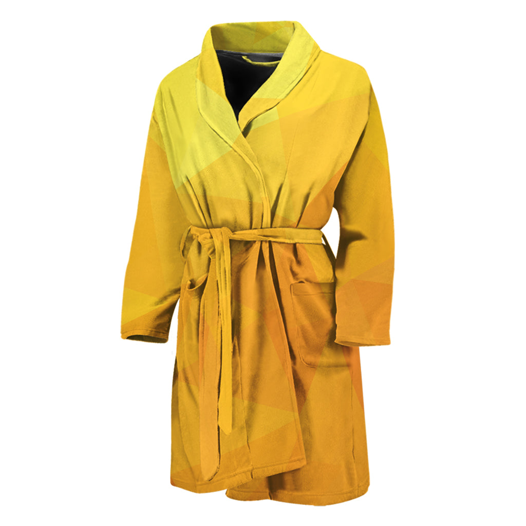 Yellow Polygonal Geometric Print Men's Bathrobe