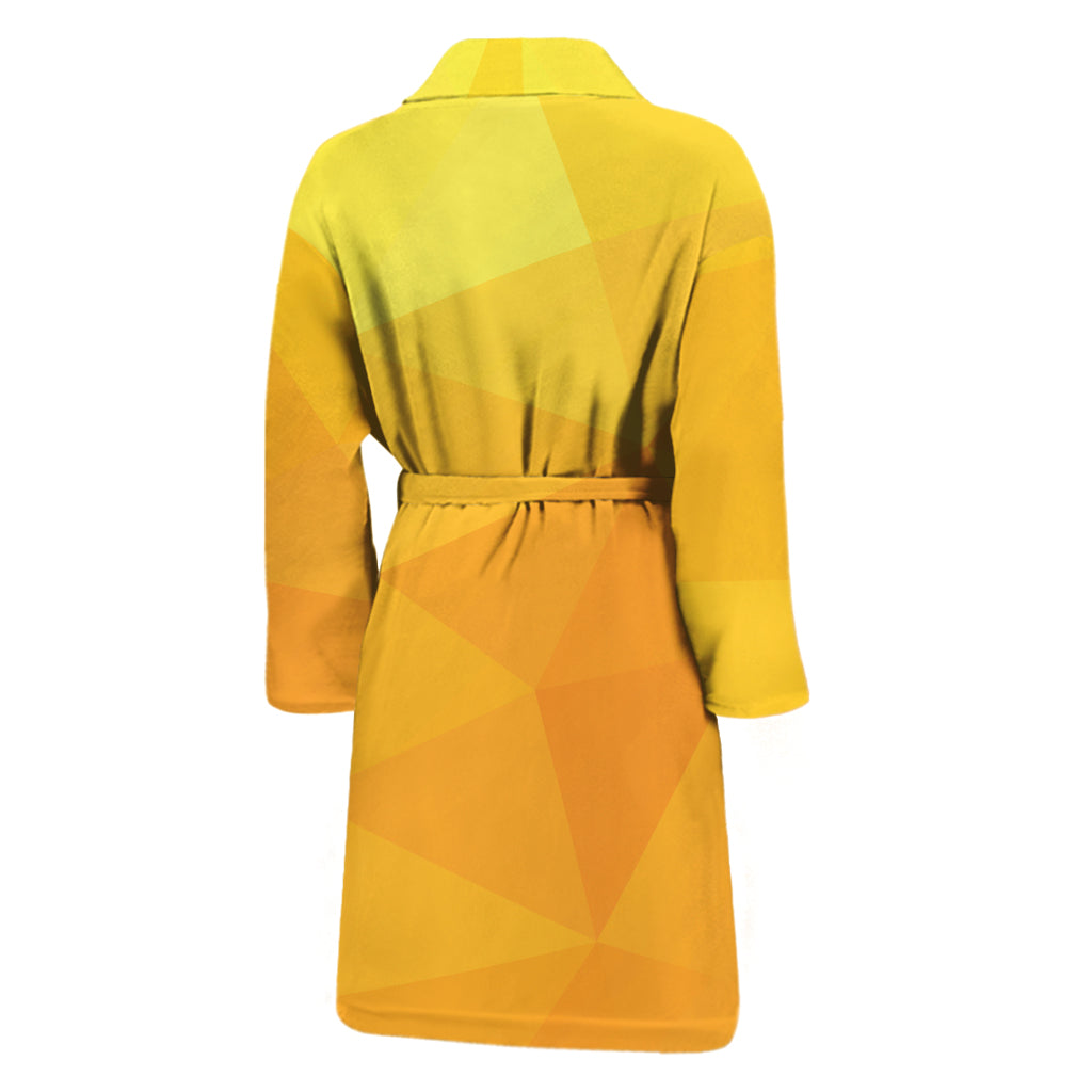 Yellow Polygonal Geometric Print Men's Bathrobe