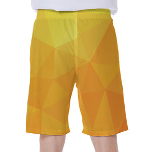 Yellow Polygonal Geometric Print Men's Beach Shorts