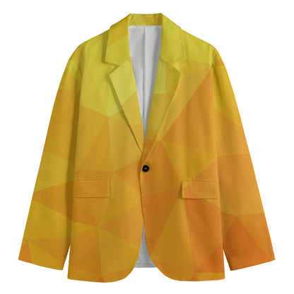 Yellow Polygonal Geometric Print Men's Blazer