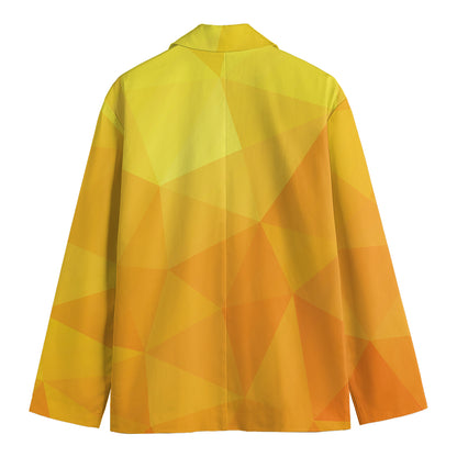 Yellow Polygonal Geometric Print Men's Blazer