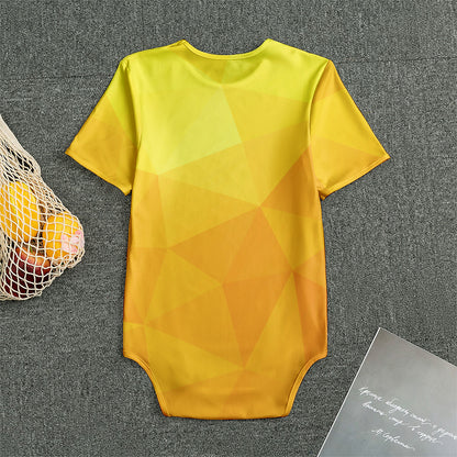Yellow Polygonal Geometric Print Men's Bodysuit
