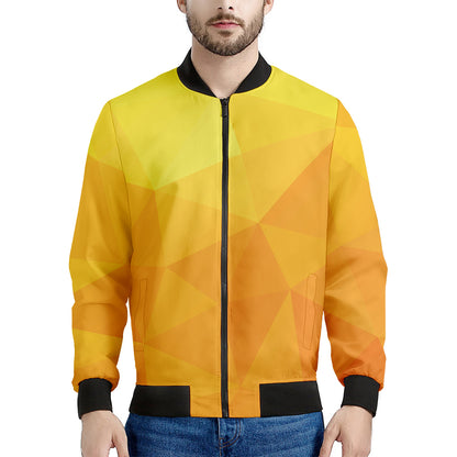 Yellow Polygonal Geometric Print Men's Bomber Jacket