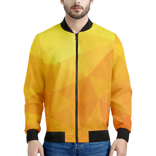 Yellow Polygonal Geometric Print Men's Bomber Jacket