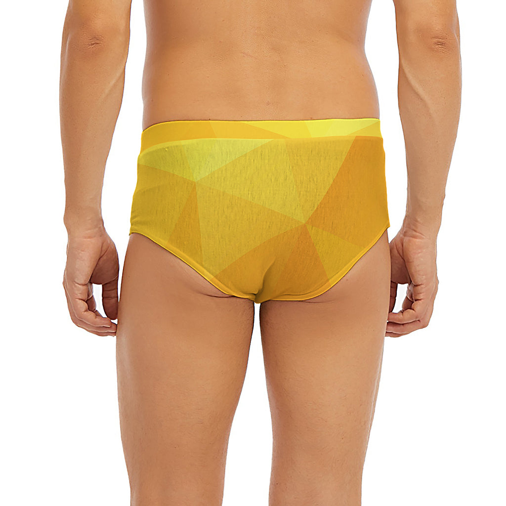 Yellow Polygonal Geometric Print Men's Briefs