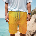 Yellow Polygonal Geometric Print Men's Cargo Shorts