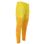 Yellow Polygonal Geometric Print Men's Compression Pants