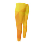 Yellow Polygonal Geometric Print Men's Compression Pants