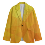 Yellow Polygonal Geometric Print Men's Cotton Blazer