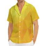 Yellow Polygonal Geometric Print Men's Deep V-Neck Shirt