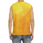 Yellow Polygonal Geometric Print Men's Fitness Tank Top