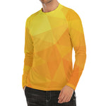 Yellow Polygonal Geometric Print Men's Long Sleeve Rash Guard