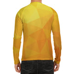 Yellow Polygonal Geometric Print Men's Long Sleeve Rash Guard