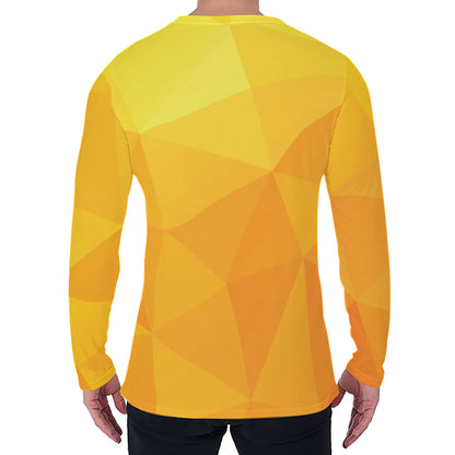 Yellow Polygonal Geometric Print Men's Long Sleeve T-Shirt