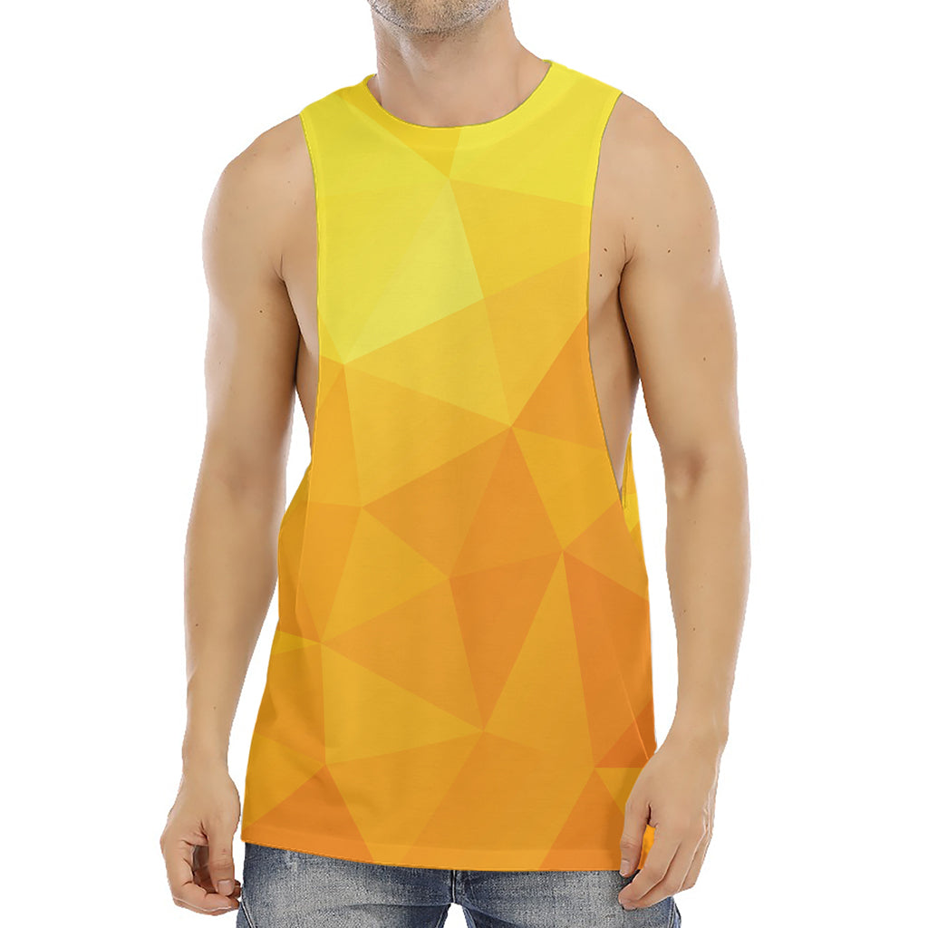 Yellow Polygonal Geometric Print Men's Muscle Tank Top