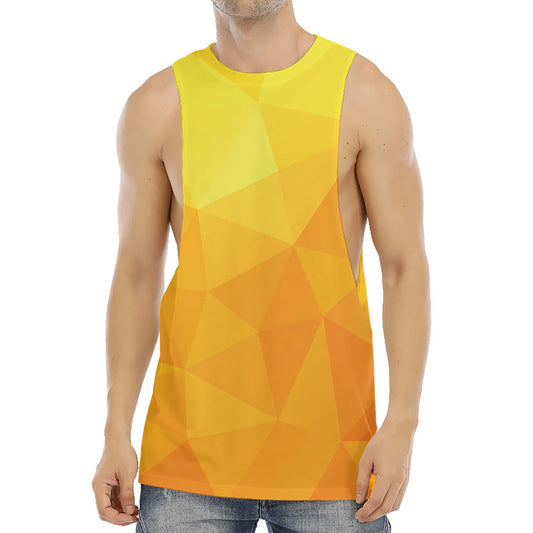 Yellow Polygonal Geometric Print Men's Muscle Tank Top