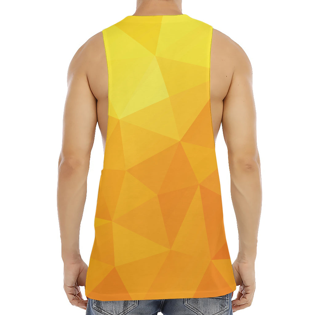 Yellow Polygonal Geometric Print Men's Muscle Tank Top