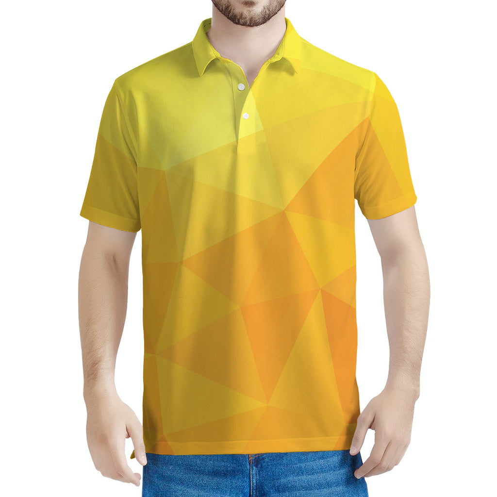 Yellow Polygonal Geometric Print Men's Polo Shirt