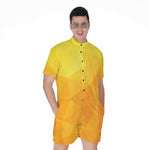 Yellow Polygonal Geometric Print Men's Rompers