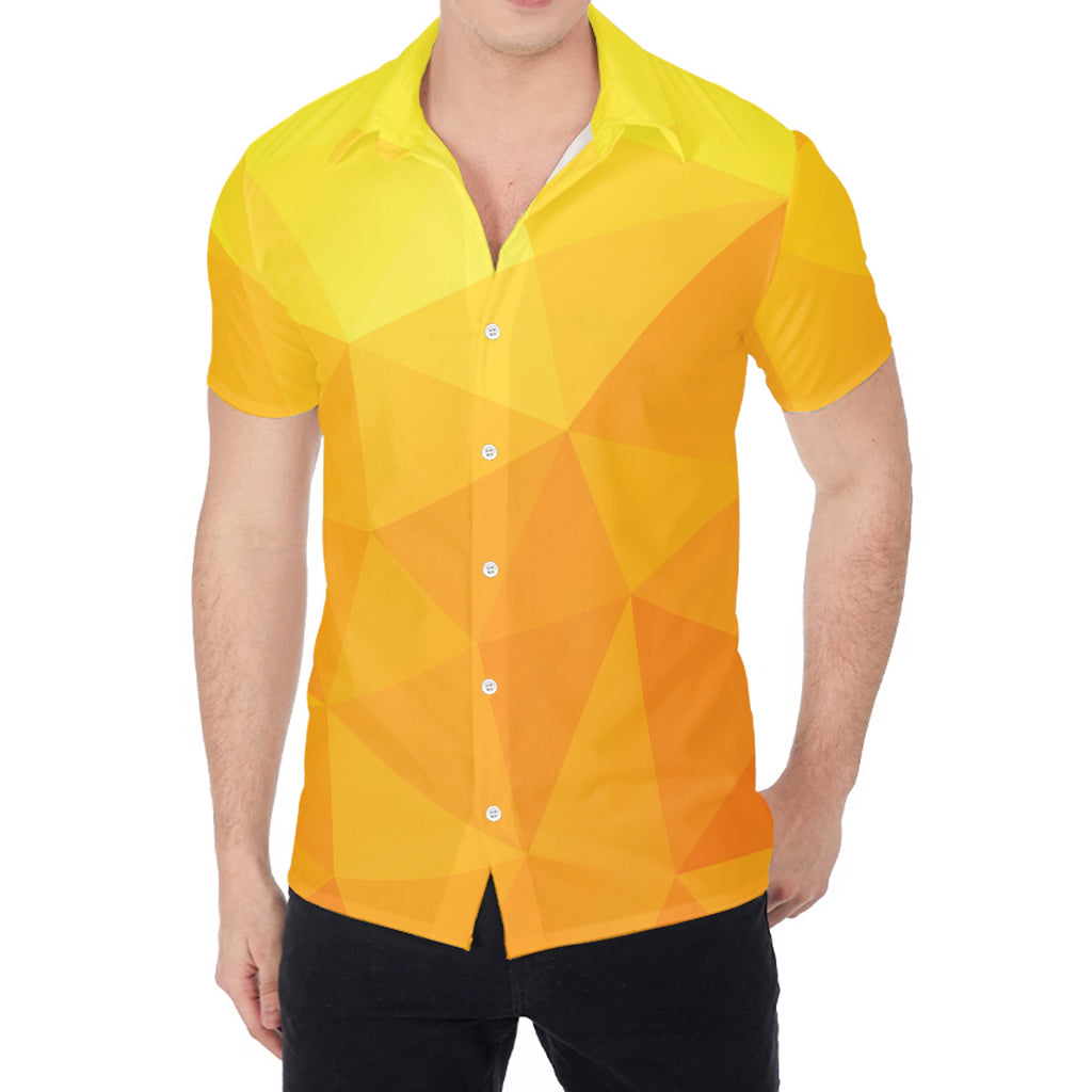 Yellow Polygonal Geometric Print Men's Shirt