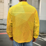Yellow Polygonal Geometric Print Men's Shirt Jacket