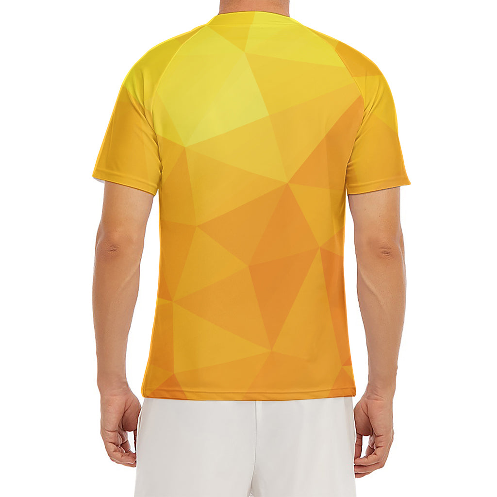 Yellow Polygonal Geometric Print Men's Short Sleeve Rash Guard