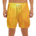 Yellow Polygonal Geometric Print Men's Split Running Shorts