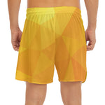 Yellow Polygonal Geometric Print Men's Split Running Shorts