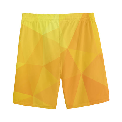 Yellow Polygonal Geometric Print Men's Sports Shorts