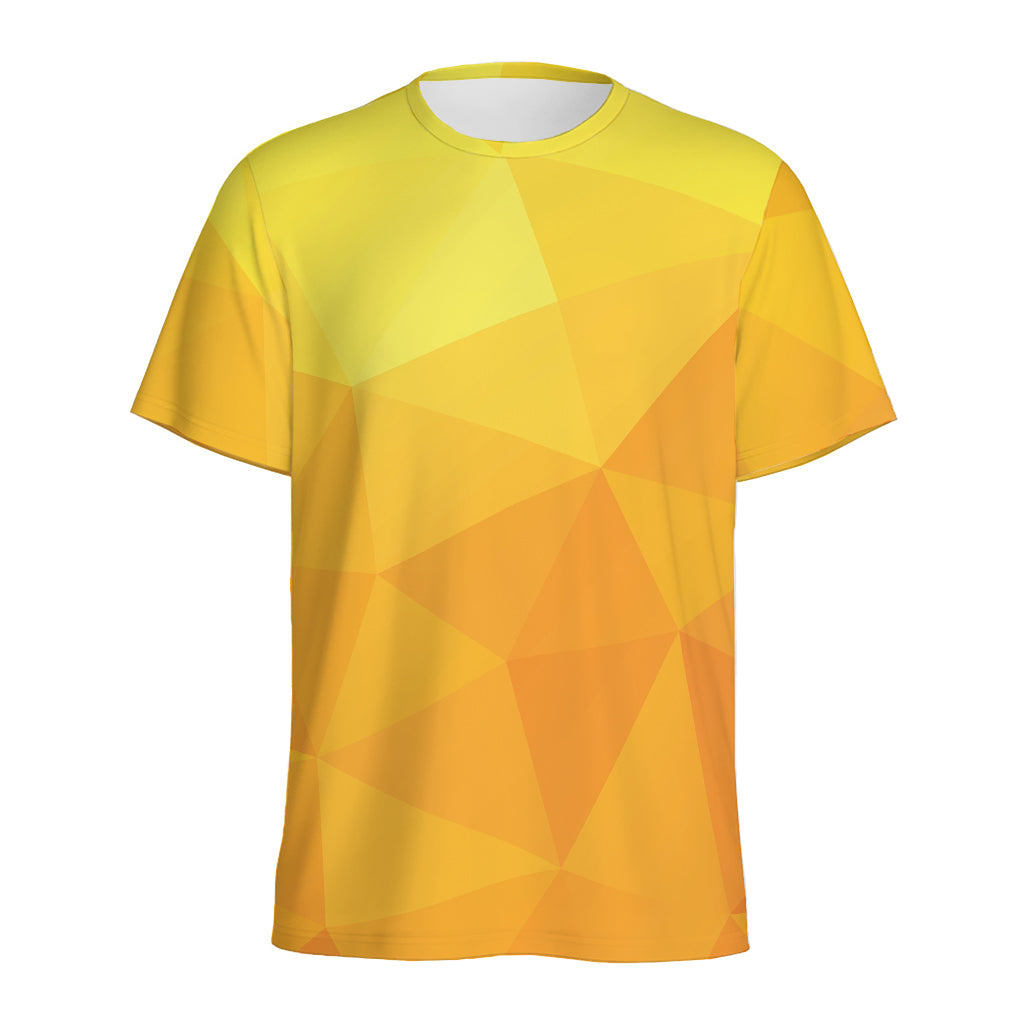 Yellow Polygonal Geometric Print Men's Sports T-Shirt