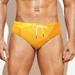 Yellow Polygonal Geometric Print Men's Swim Briefs
