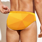 Yellow Polygonal Geometric Print Men's Swim Briefs