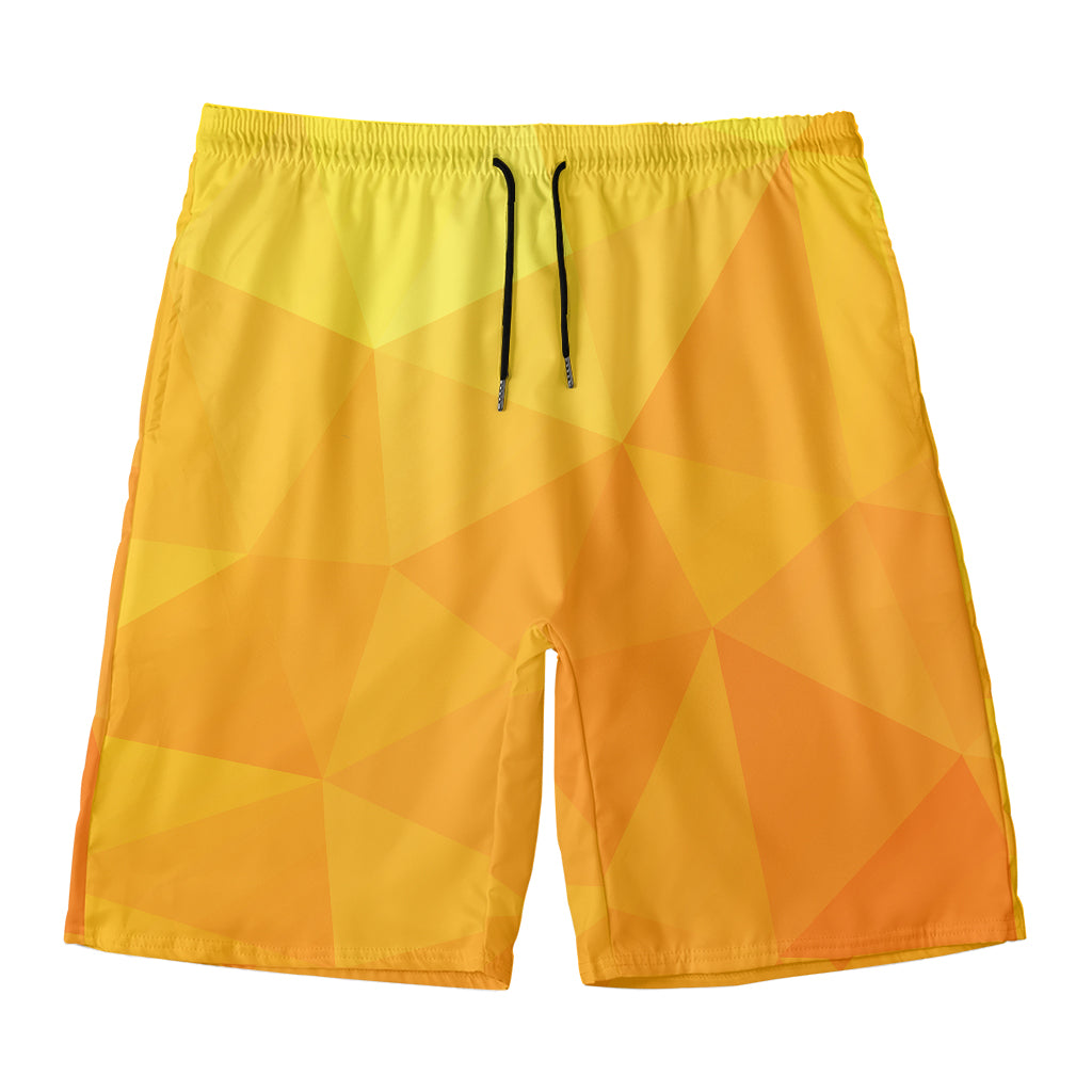 Yellow Polygonal Geometric Print Men's Swim Trunks