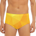 Yellow Polygonal Geometric Print Men's Triangle Swim Briefs