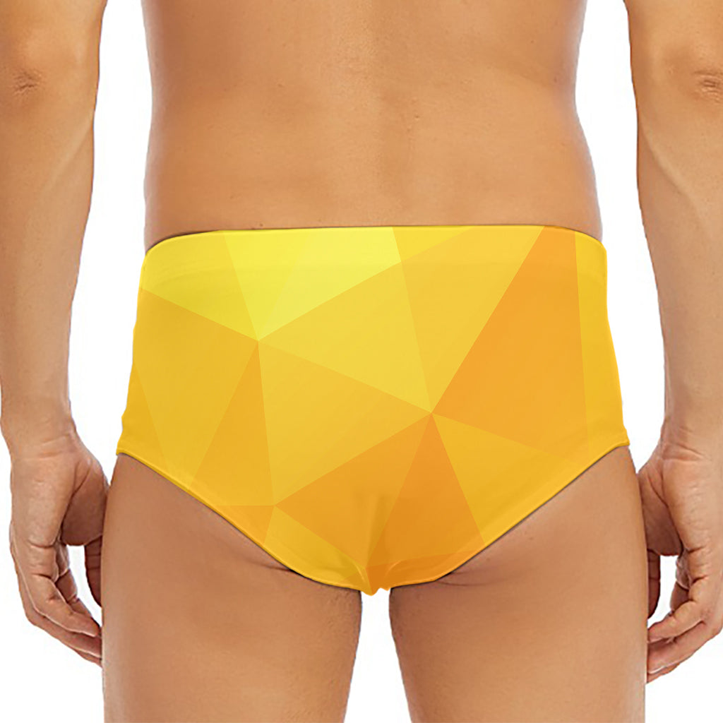 Yellow Polygonal Geometric Print Men's Triangle Swim Briefs
