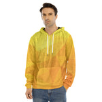 Yellow Polygonal Geometric Print Men's Velvet Pullover Hoodie