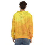 Yellow Polygonal Geometric Print Men's Velvet Pullover Hoodie