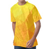 Yellow Polygonal Geometric Print Men's Velvet T-Shirt