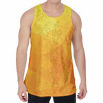 Yellow Polygonal Geometric Print Men's Velvet Tank Top