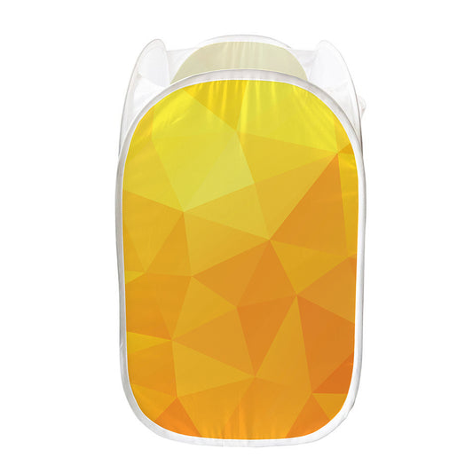 Yellow Polygonal Geometric Print Mesh Laundry Hamper