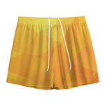 Yellow Polygonal Geometric Print Mesh Shorts