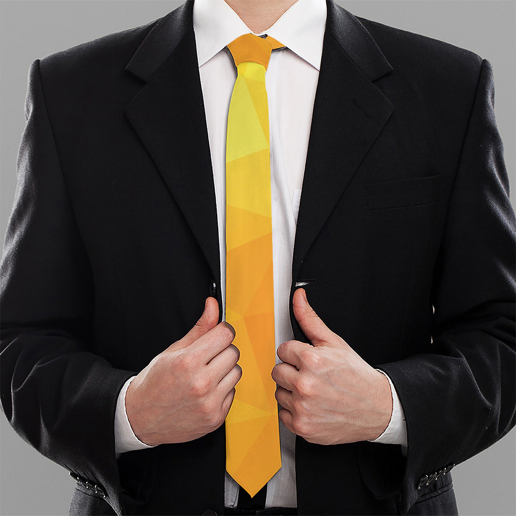 Yellow Polygonal Geometric Print Necktie