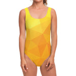 Yellow Polygonal Geometric Print One Piece Swimsuit