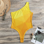 Yellow Polygonal Geometric Print One Shoulder Bodysuit