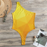 Yellow Polygonal Geometric Print One Shoulder Bodysuit