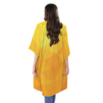 Yellow Polygonal Geometric Print Open Front Beach Cover Up