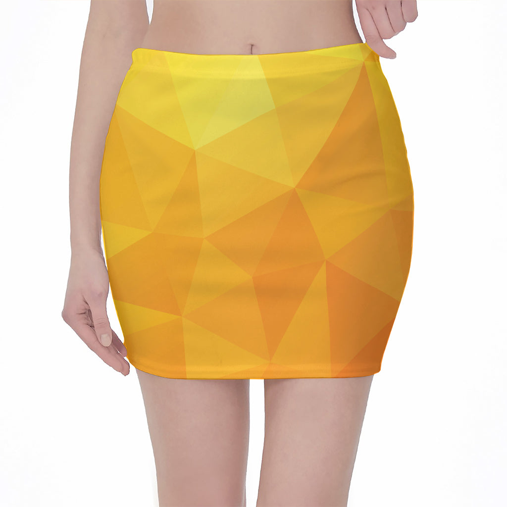 Yellow Polygonal Geometric Print Pencil Mini Skirt