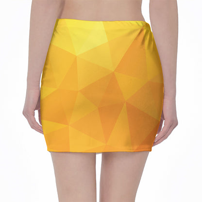 Yellow Polygonal Geometric Print Pencil Mini Skirt