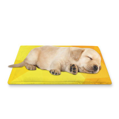 Yellow Polygonal Geometric Print Pet Cooling Mat Cover
