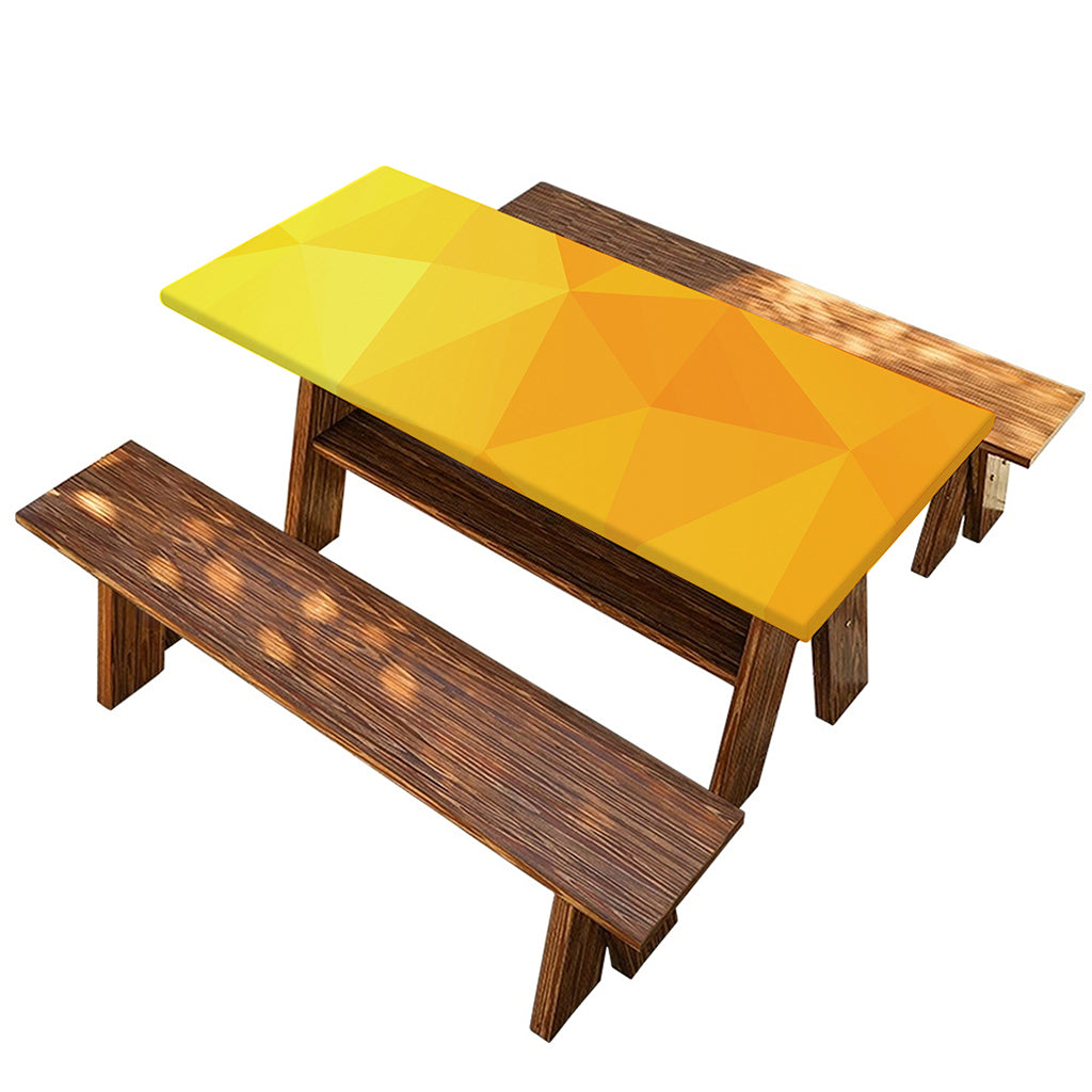 Yellow Polygonal Geometric Print Picnic Table Cover